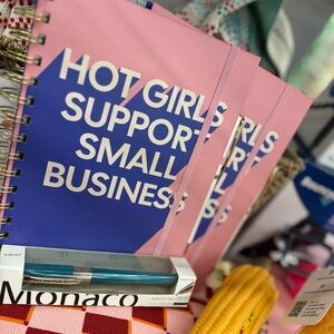 Hot girls support small business journal with pen-Pink and Blue Spiral Notebooks